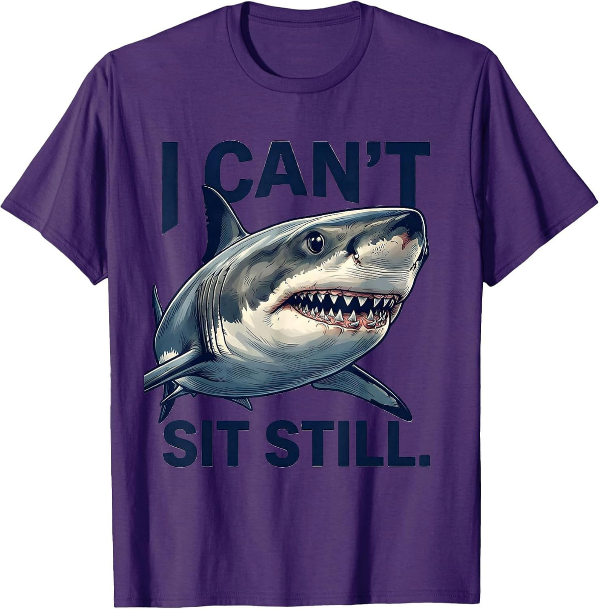 I Can't Sit Still Funny Shark Lover Ocean Wildlife Humor T-Shirt - Purple