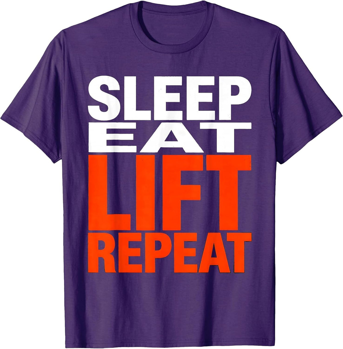 Men's Sleep Eat Lift Repeat Workout Gym Design T-Shirt - Purple