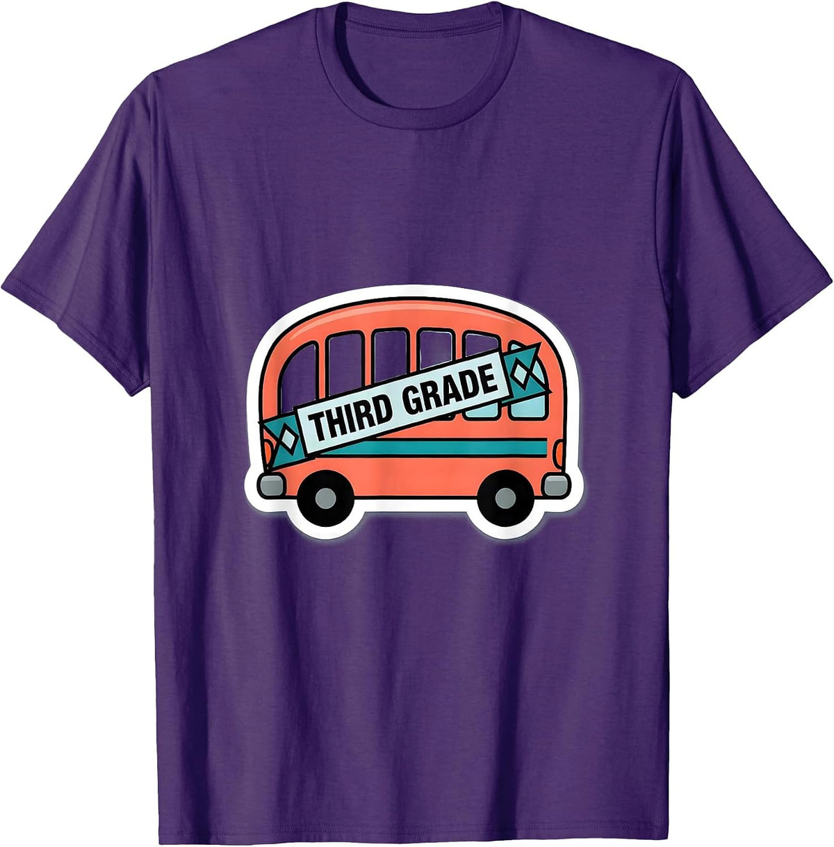 Third Grade Cute Preppy Girls Back To School Sticker Style T-Shirt - Purple