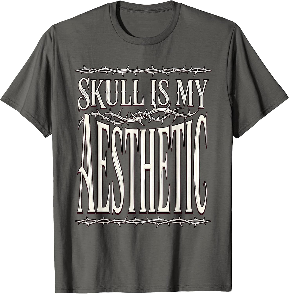 Skull Is My Aesthetic Goth Dark Art Design T-Shirt - Asphalt Grey