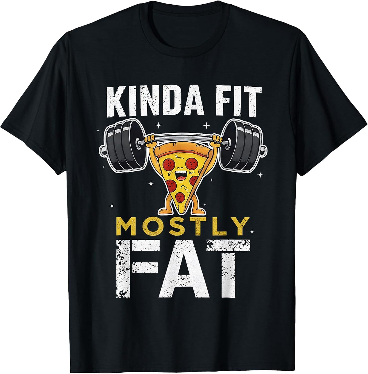 Kinda Fit Mostly Fat Funny Gym Workout Sarcastic Fitness Men T-Shirt - Black