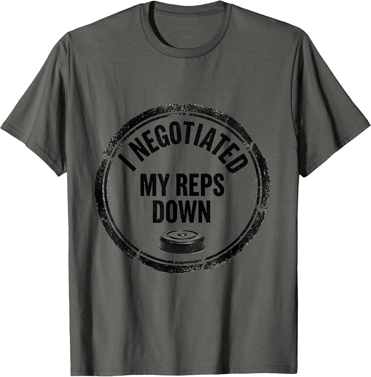 I Negotiated My Reps Down Funny Gym Weightlifting Workout T-Shirt - Asphalt Grey