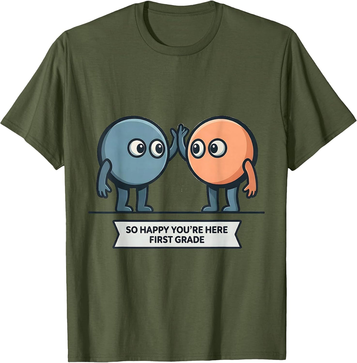 So Happy You're Here First Grade Pastel Back To School T-Shirt - Olive Green