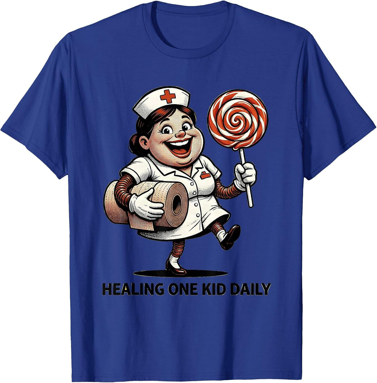 Healing One Kid Daily School Nurse Design T-Shirt - Royal Blue