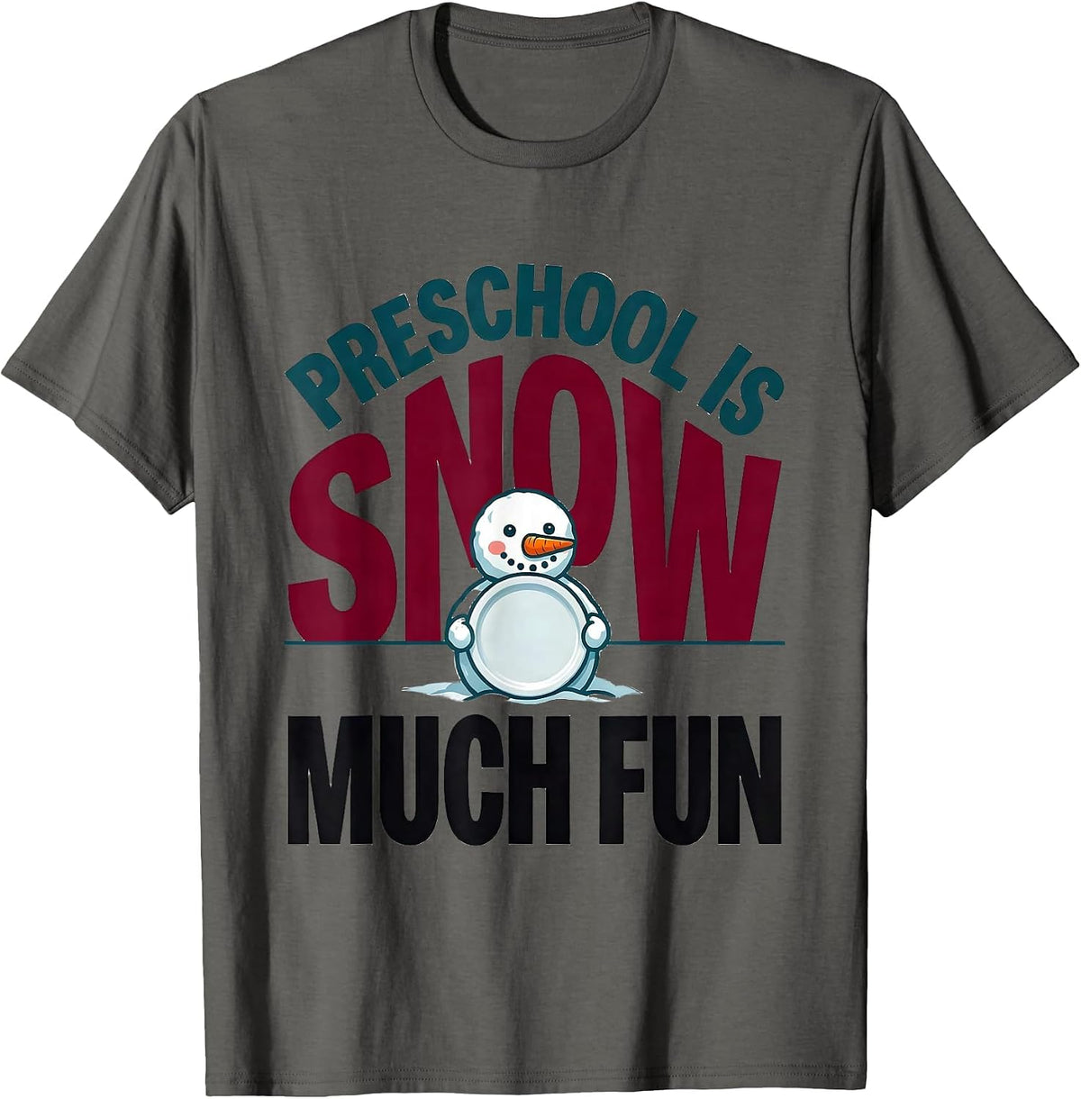 Men's Preschool Is Snow Much Fun Playful Christmas Teacher Pun T-Shirt - Asphalt Grey