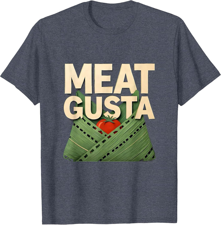Meat Gusta Funny Spanish Pun Cinco De Mayo Party Humor T-Shirt - Heather Blue
