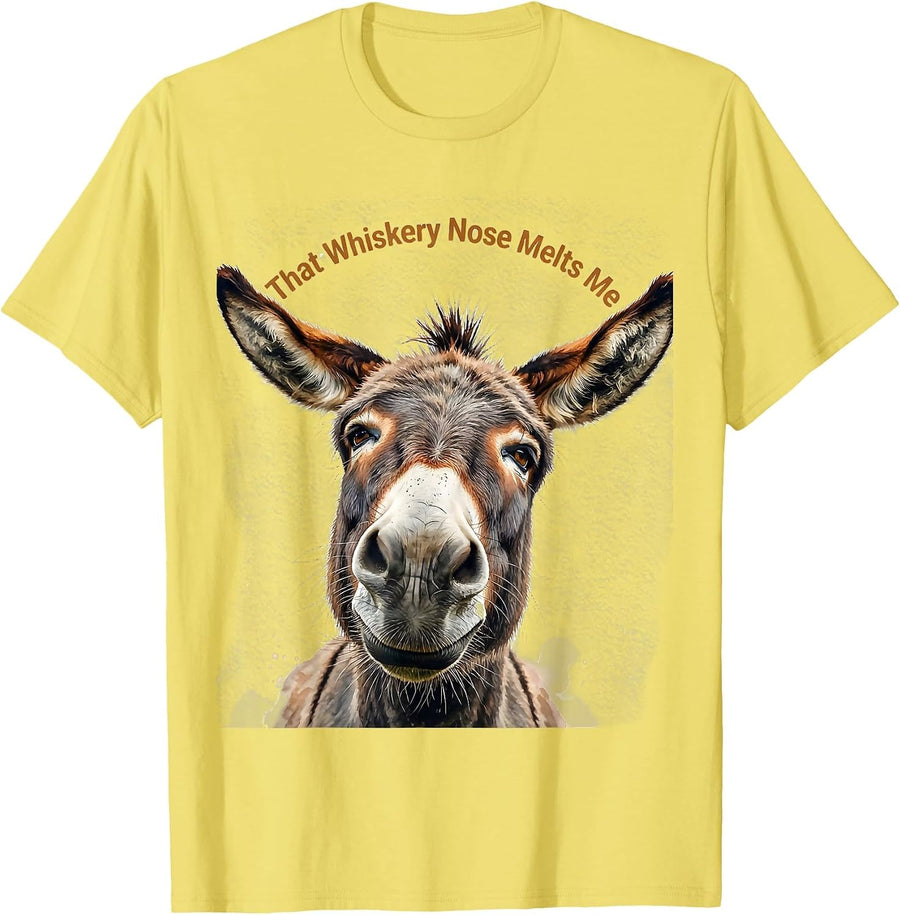 Men's That Whiskery Nose Melts Me Funny Donkey Animal Lover Humor T-Shirt - Lemon Yellow