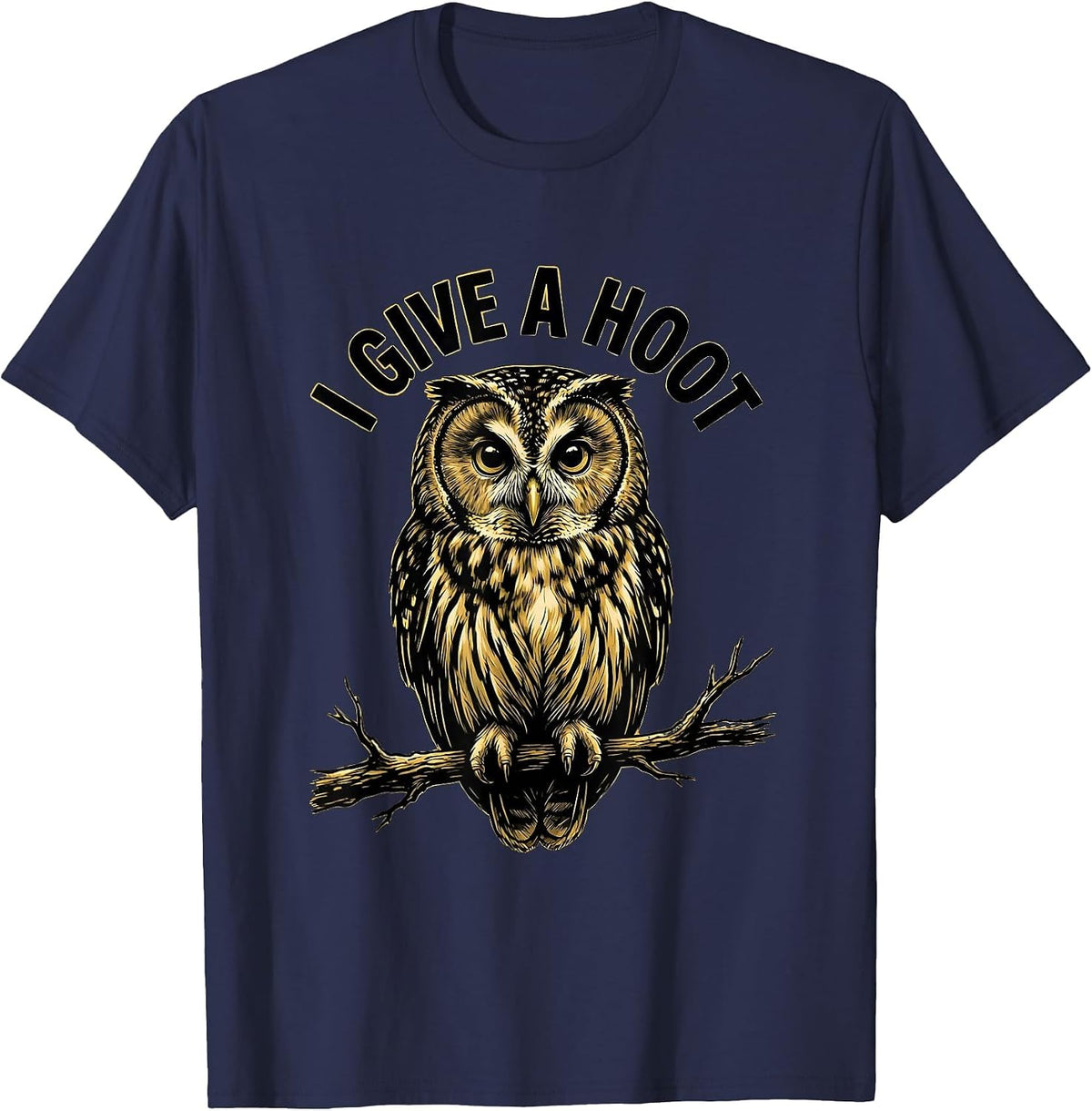 Men's I Give A Hoot Funny Owl Lover Birdwatching Eco-Awareness T-Shirt - Navy Blue