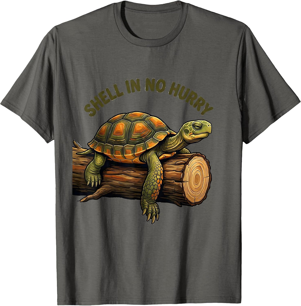 Men's Shell In No Hurry Funny Turtle Lover Reptile Enthusiast Gift T-Shirt - Asphalt Grey