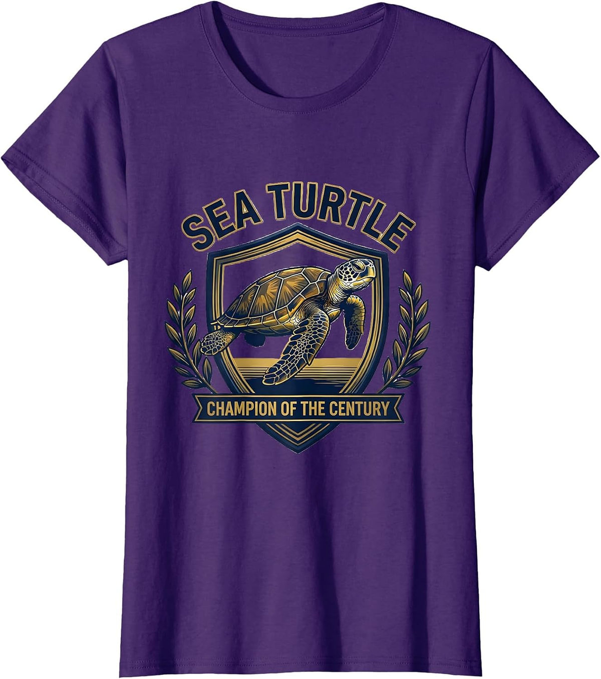 Women's Sea Turtle: Champion of the Century Funny Turtle Lover T-Shirt - Purple