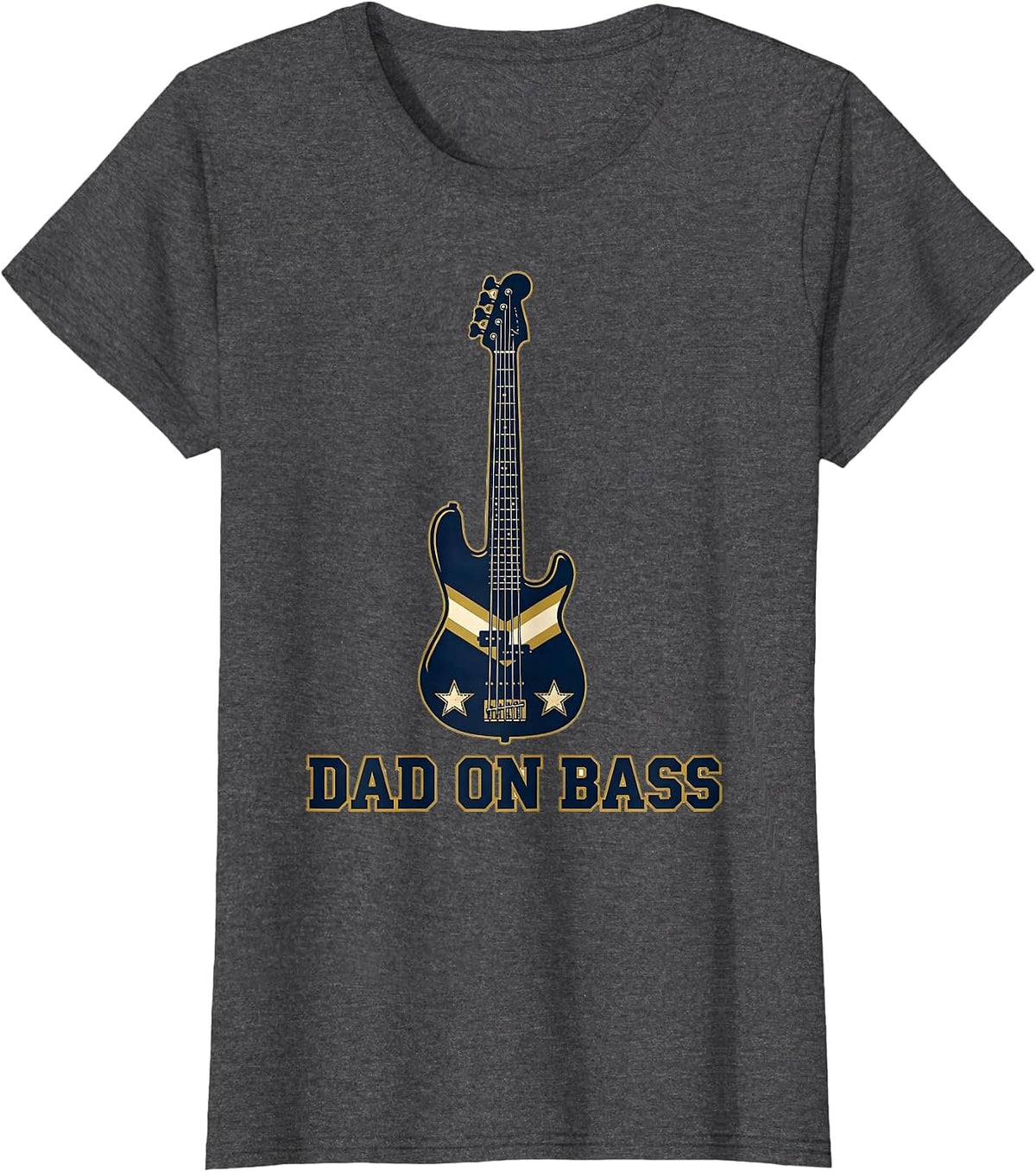 Women's Dad On Bass Funny Bass Guitar Player Dad Humor T-Shirt - Dark Heather Grey
