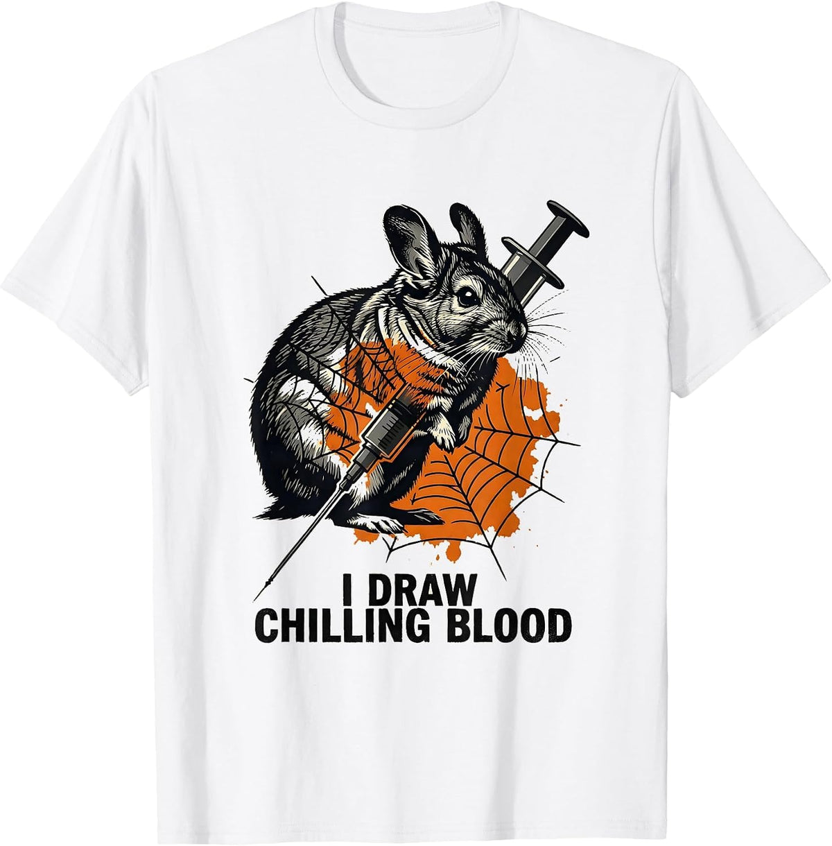 Men's I Draw Chilling Blood Funny Vet Tech Halloween Workplace T-Shirt - White