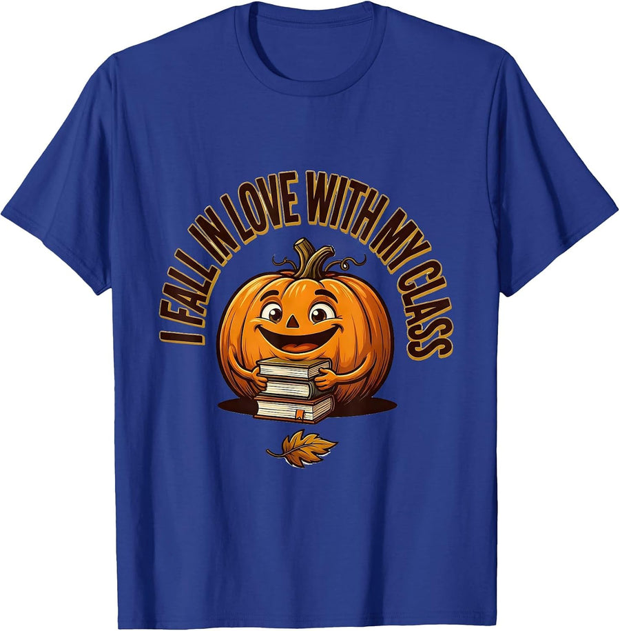 I Fall In Love With My Class Teacher Autumn Preschool T-Shirt - Royal Blue