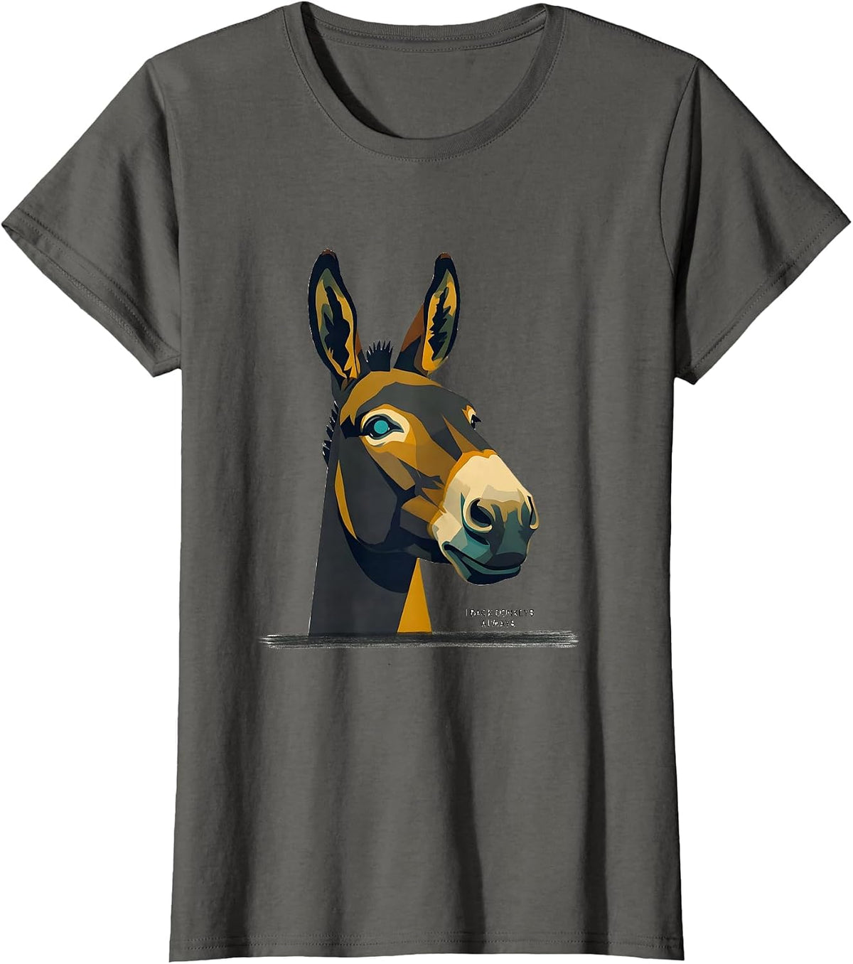 Women's I Back Donkeys Always Funny Quirky Farm Animal Lover T-Shirt - Asphalt Grey