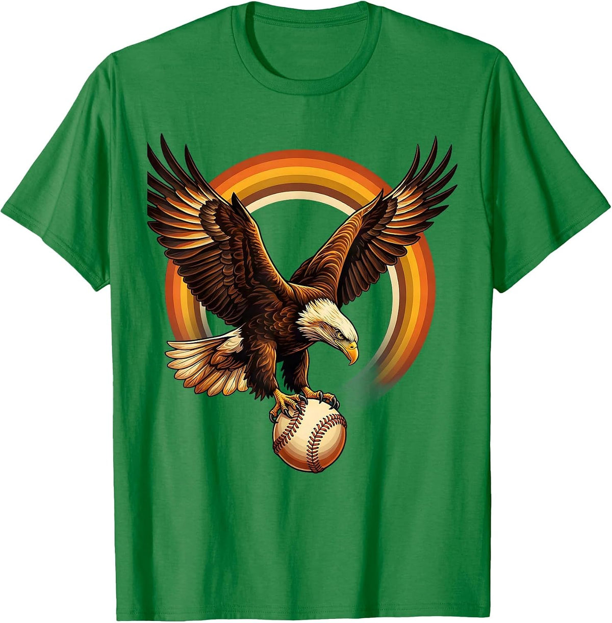 Men's Eagle Catching Baseball Sharp Talons Graphic T-Shirt - Kelly Green