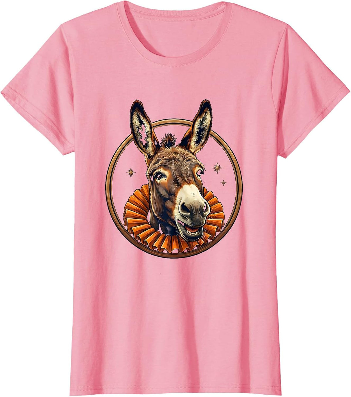 Women's Donkey Bust Badge Funny Animal Lover Novelty Humor T-Shirt - Pink