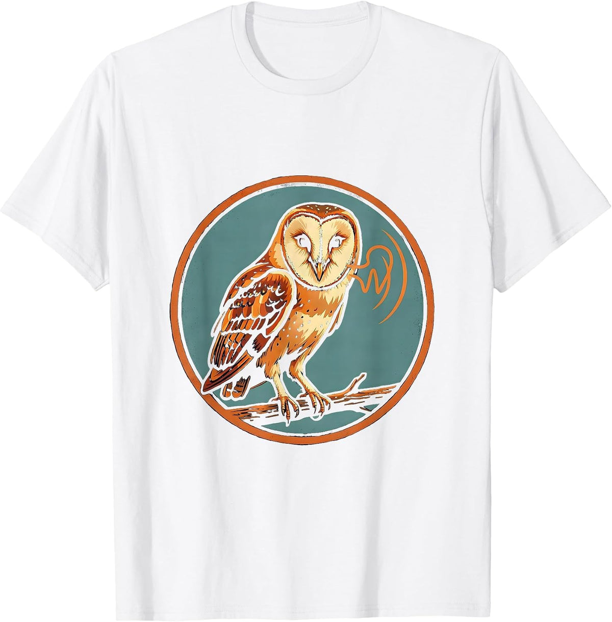 Men's Sealed Barn Owl Badge Eco-Friendly Bird Lover Novelty T-Shirt - White