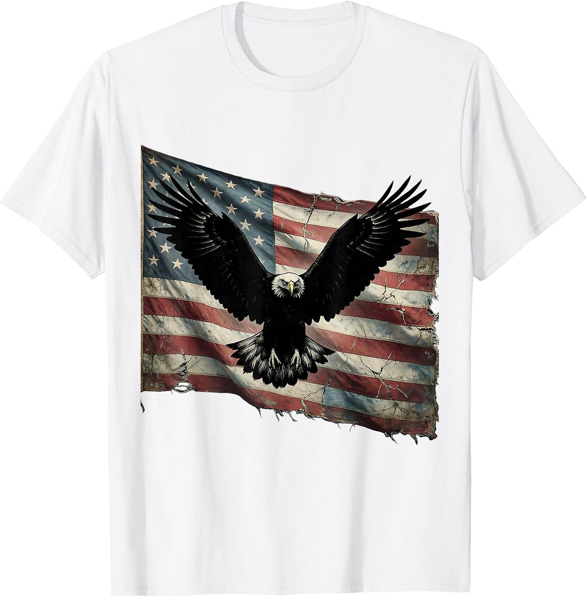 Men's Bald Eagle American Flag Patriotic Design T-Shirt - White