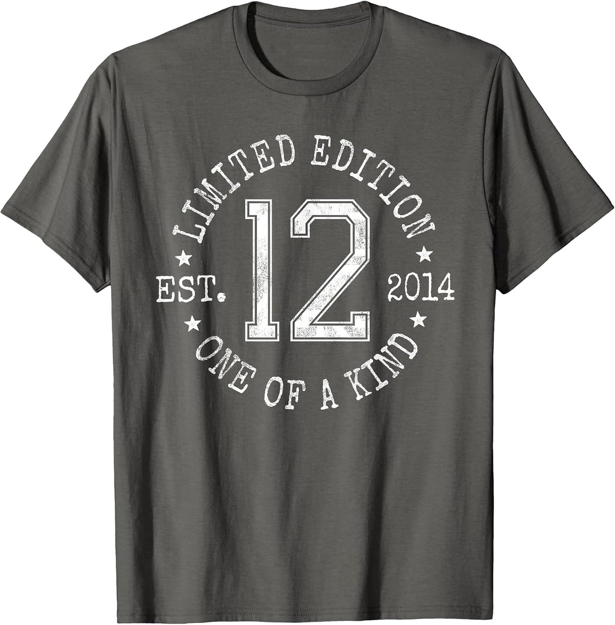 Limited Edition Est 2014 One of a Kind 12th Birthday T-Shirt - Asphalt Grey