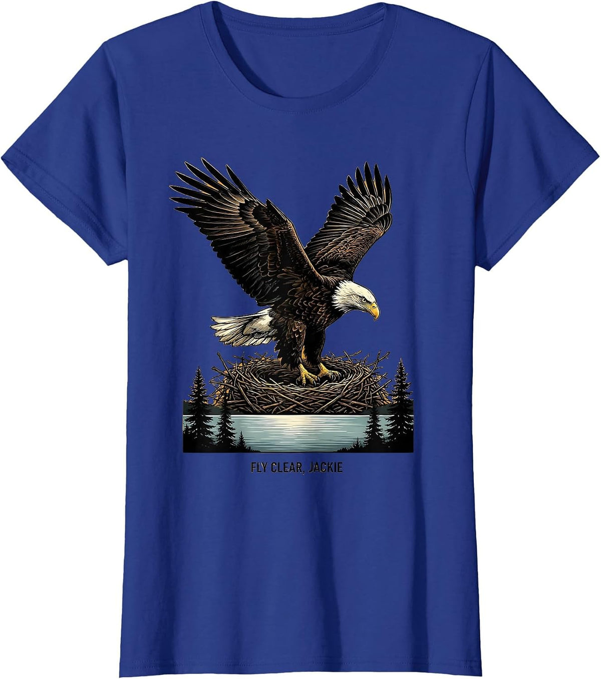 Women's Fly Clear Jackie Bald Eagle Memorial Tribute Big Bear Lake T-Shirt - Royal Blue