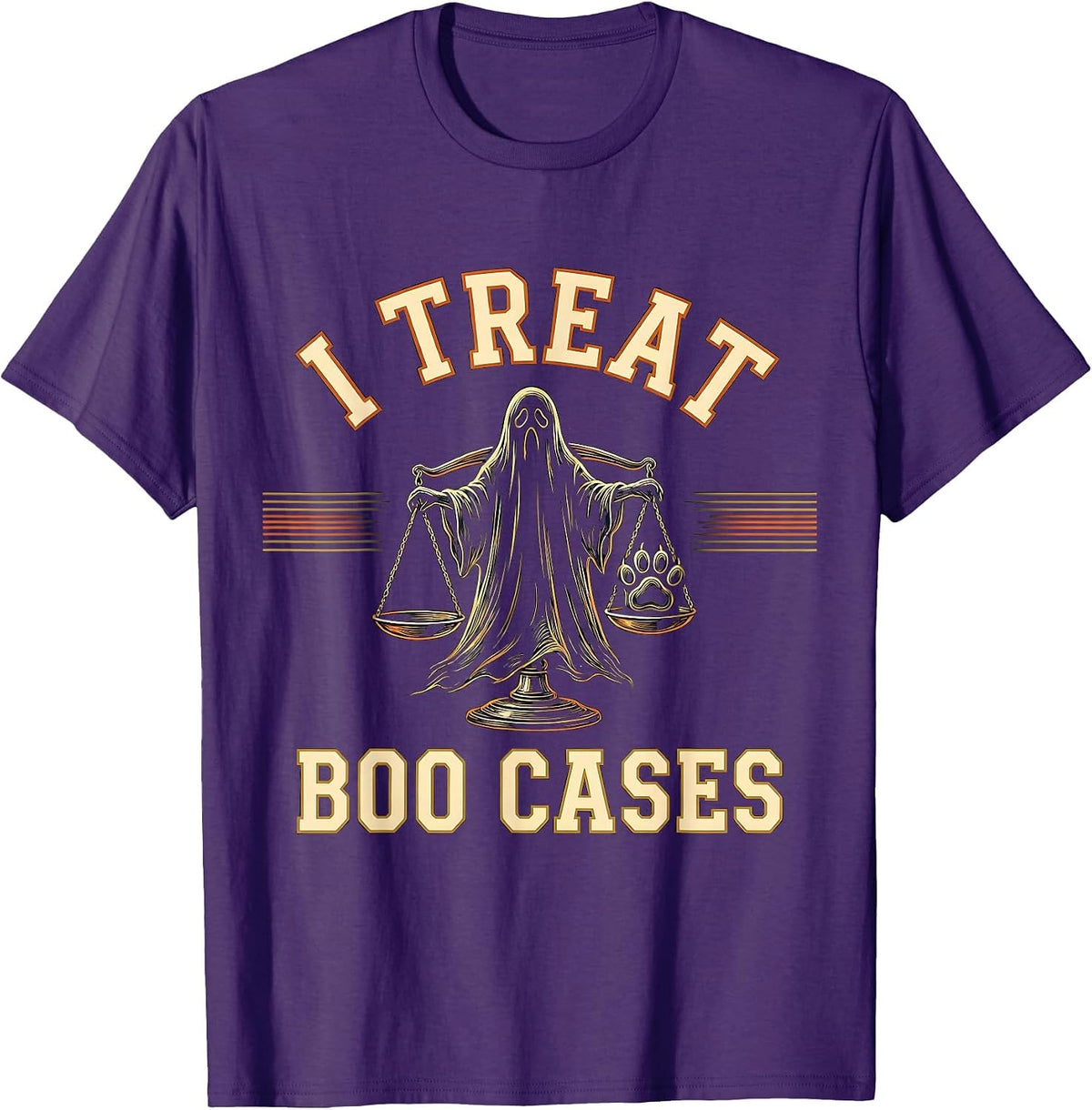 Men's I Treat Boo Cases Funny Vet Tech Halloween Workplace Humor T-Shirt - Purple