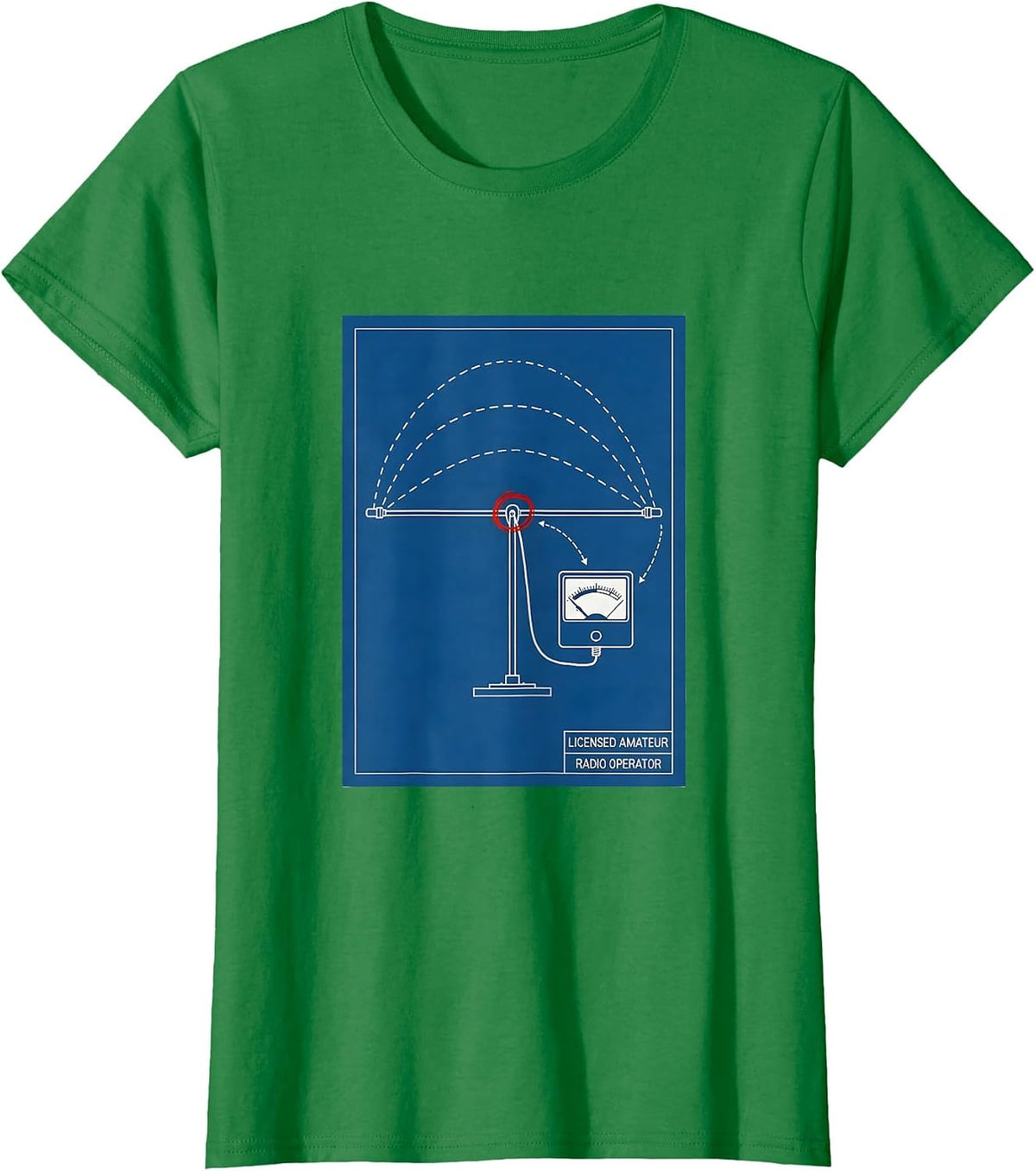 Women's Licensed Amateur Radio Operator Technical Blueprint Ham T-Shirt - Kelly Green