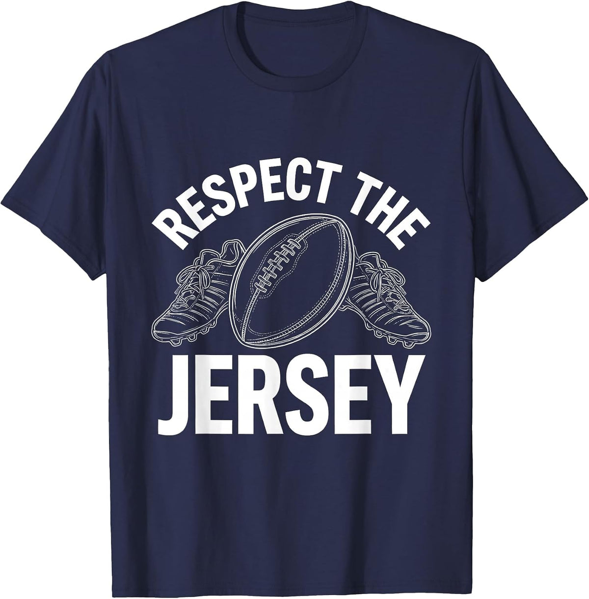 Respect the Jersey Rugby Fan Design T-Shirt - Navy Blue