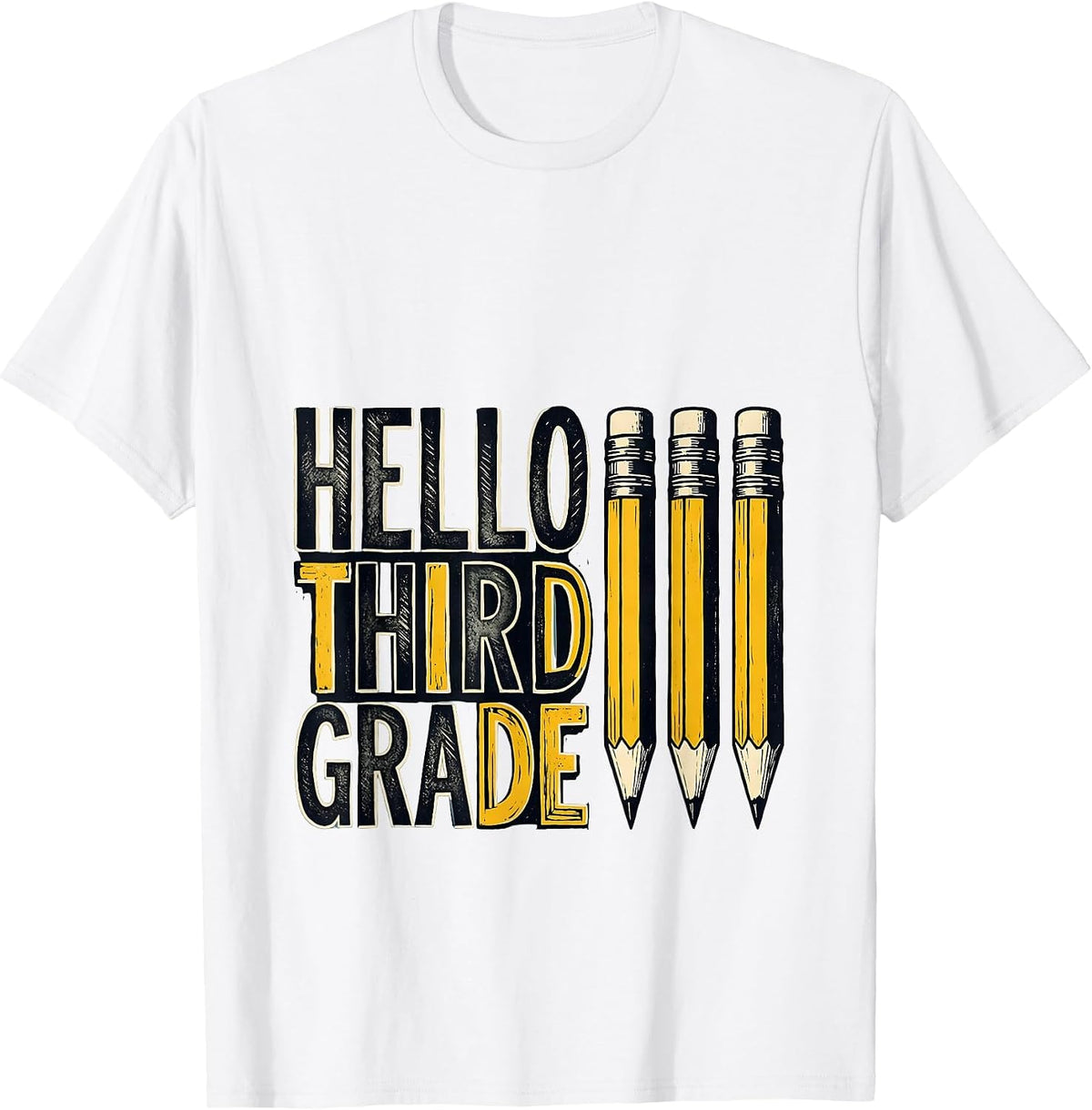Men's Hello Third Grade Cute Pencil Back to School Kids T-Shirt - White