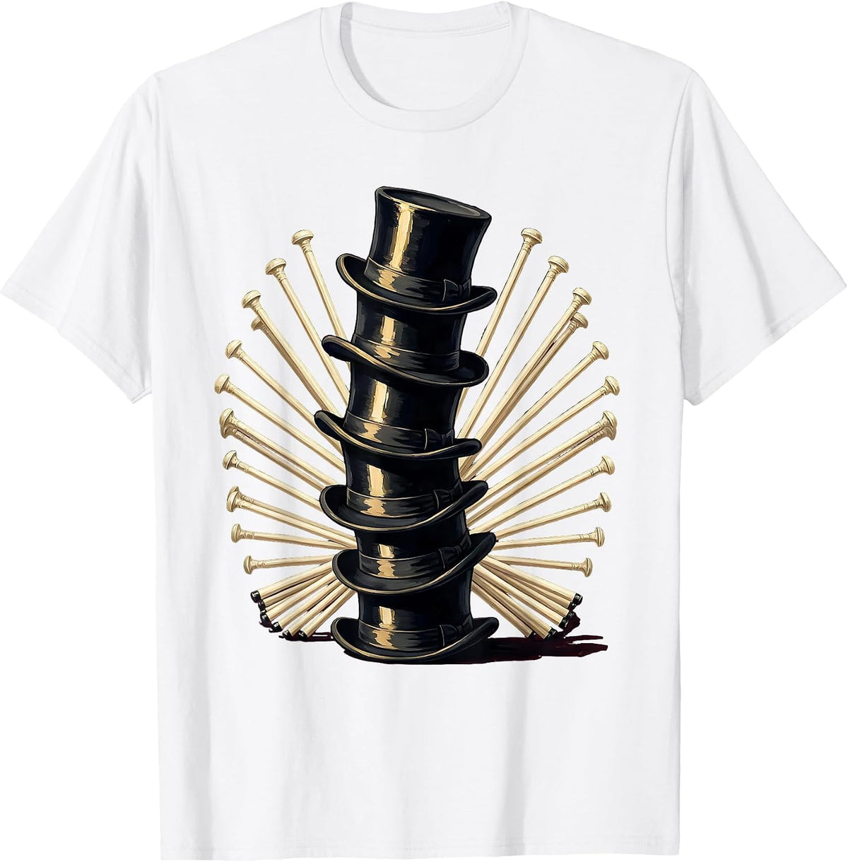 Men's Showgirl Era Chorus Top Hats and Canes Graphic T-Shirt - White