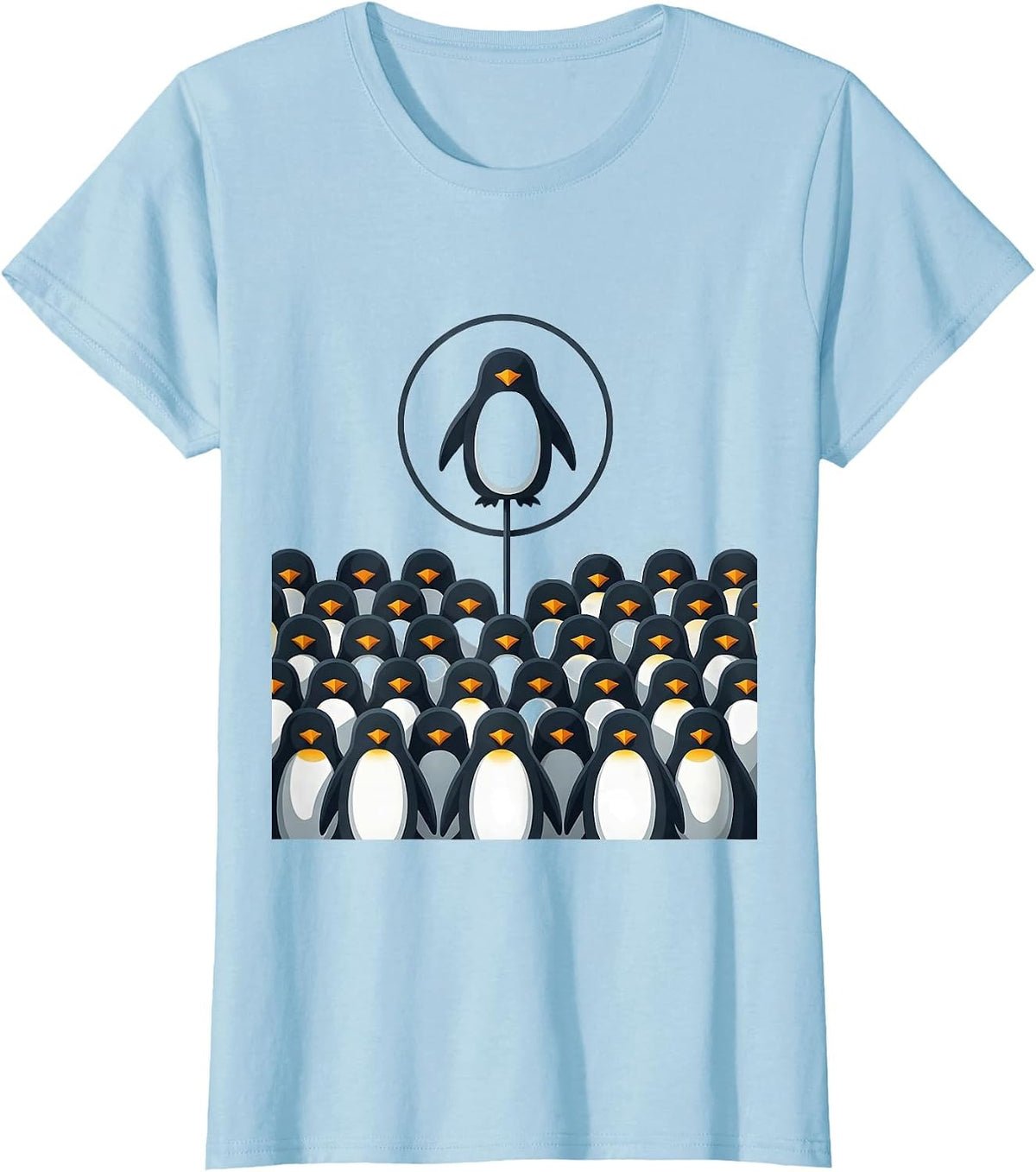 Women's Penguin Huddle Minimalist Animal Lover Halloween Costume T-Shirt - Baby Blue