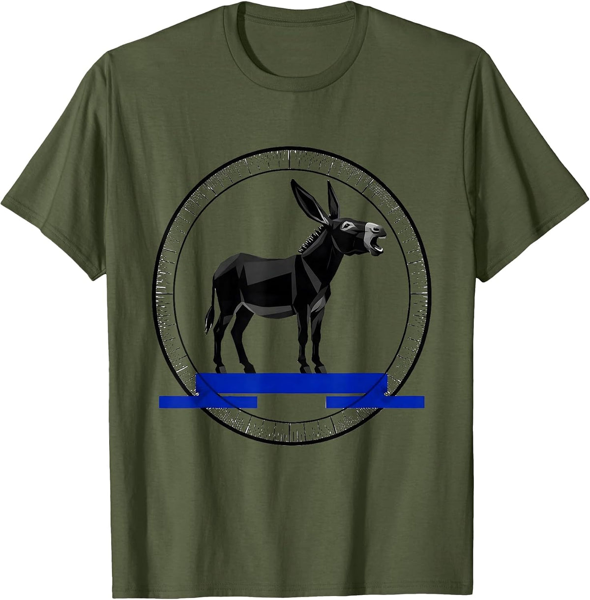 Geometric Donkey Meme Humor Halloween Costume T-Shirt - Olive Green