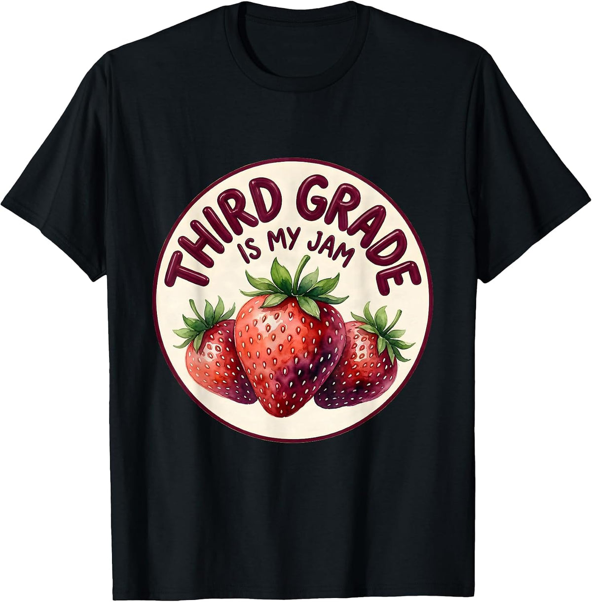 Men's Third Grade Is My Jam Strawberry Teacher Back to School T-Shirt - Black