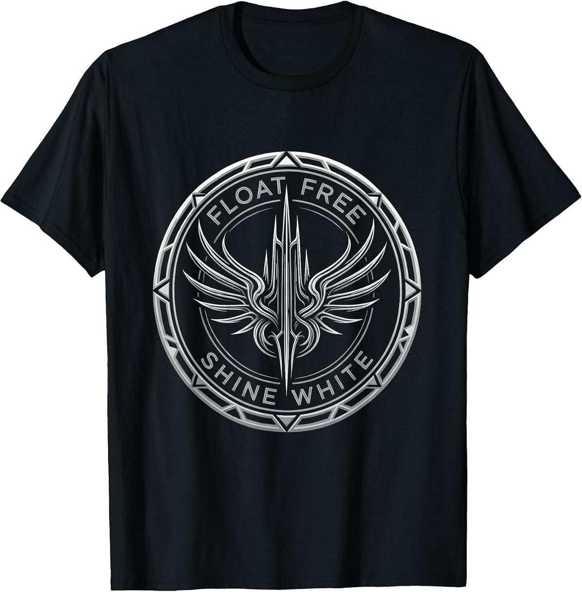 Men's Float Free Shine White Freedom Graphic Design T-Shirt - Black