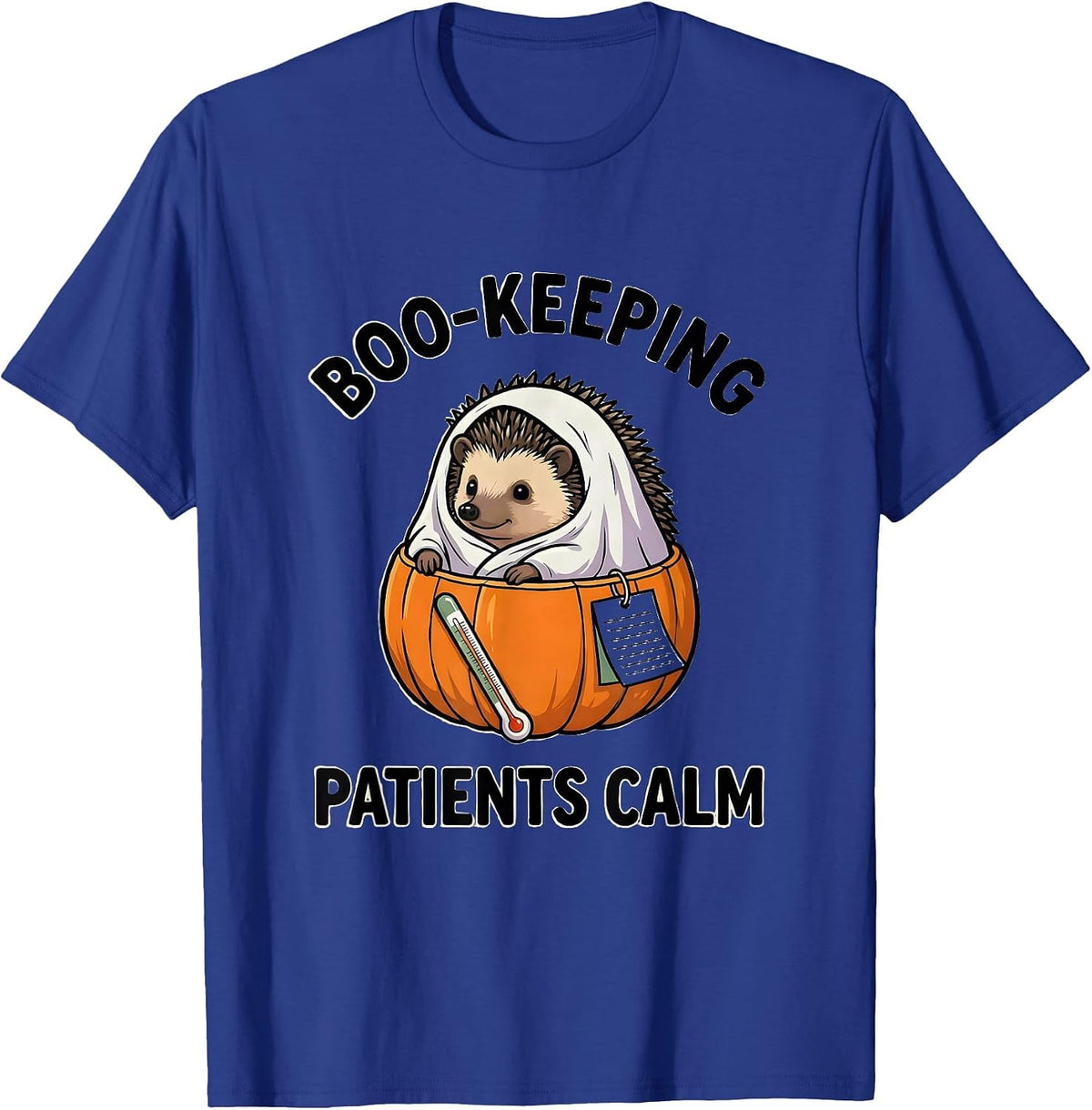 Men's Boo-keeping Patients Calm Funny Vet Tech Halloween Workplace T-Shirt - Royal Blue