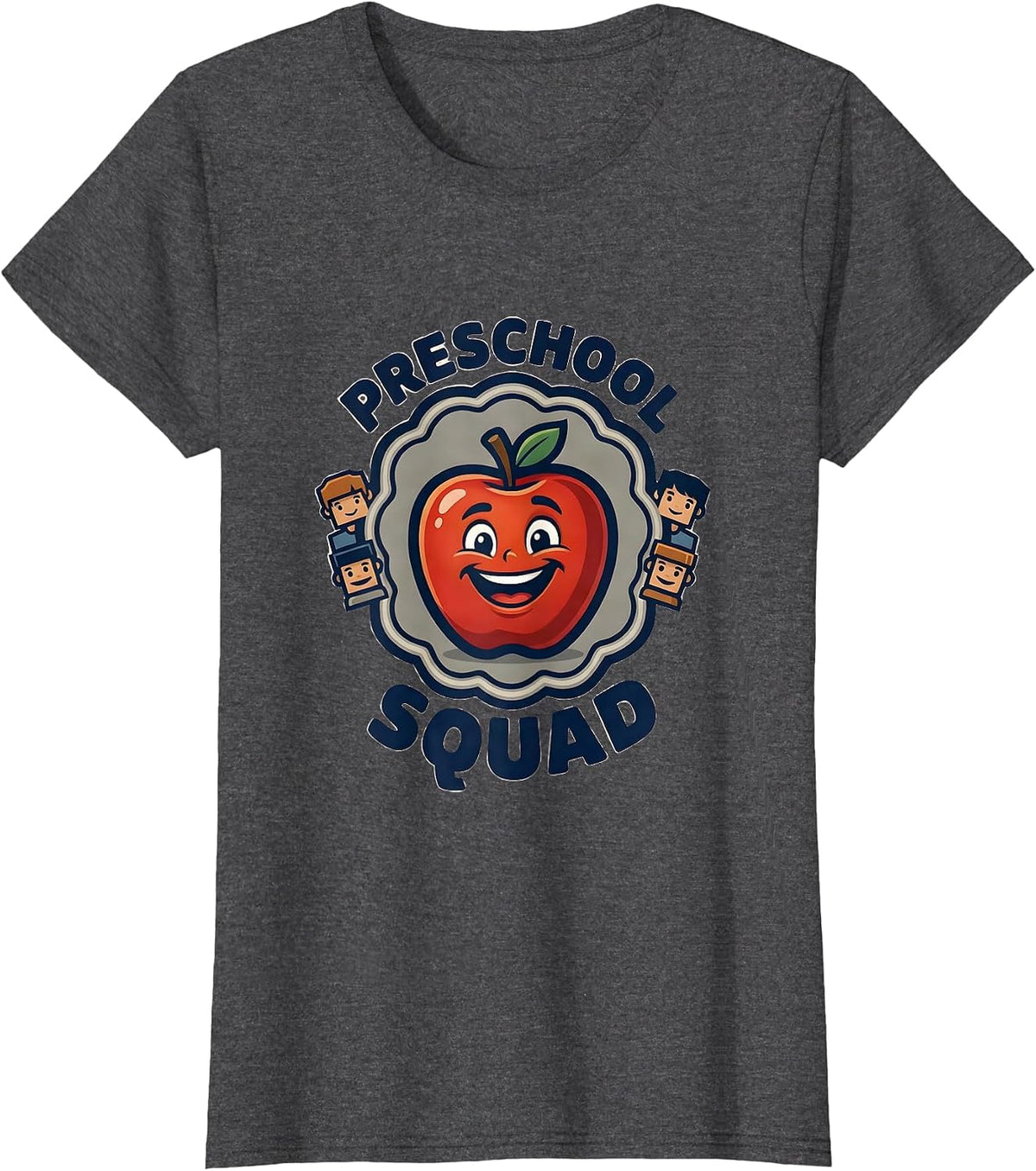 Women's Preschool Squad Head Start Early Childhood Teacher Back To T-Shirt - Dark Heather Grey
