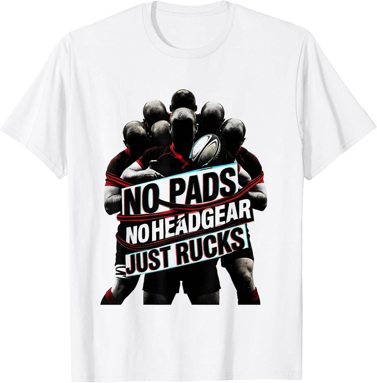Men's No Pads No Headgear Just Rucks Funny Rugby Player Vintage T-Shirt - White