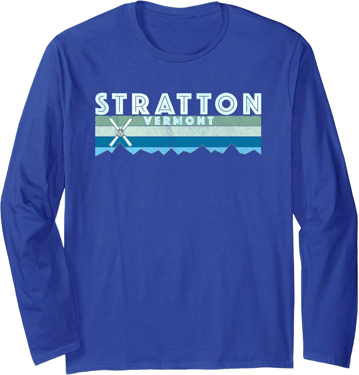 Stratton Vermont Ski Design/Retro Vintage Stratton Long Sleeve T-Shirt - Adult Unisex Royal Blue