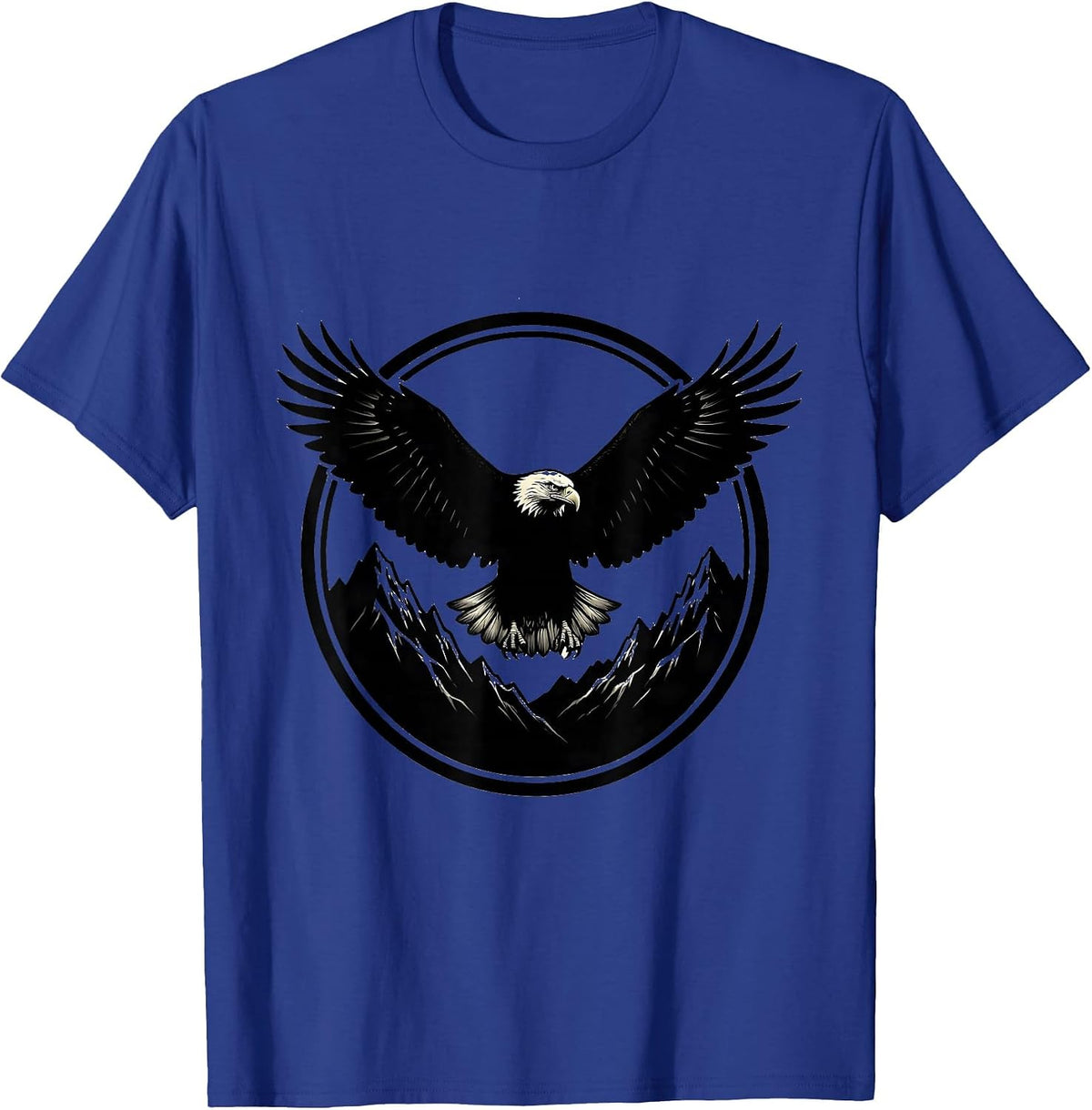 Men's Bald Eagle Mountain Peaks Western Wildlife T-Shirt - Royal Blue