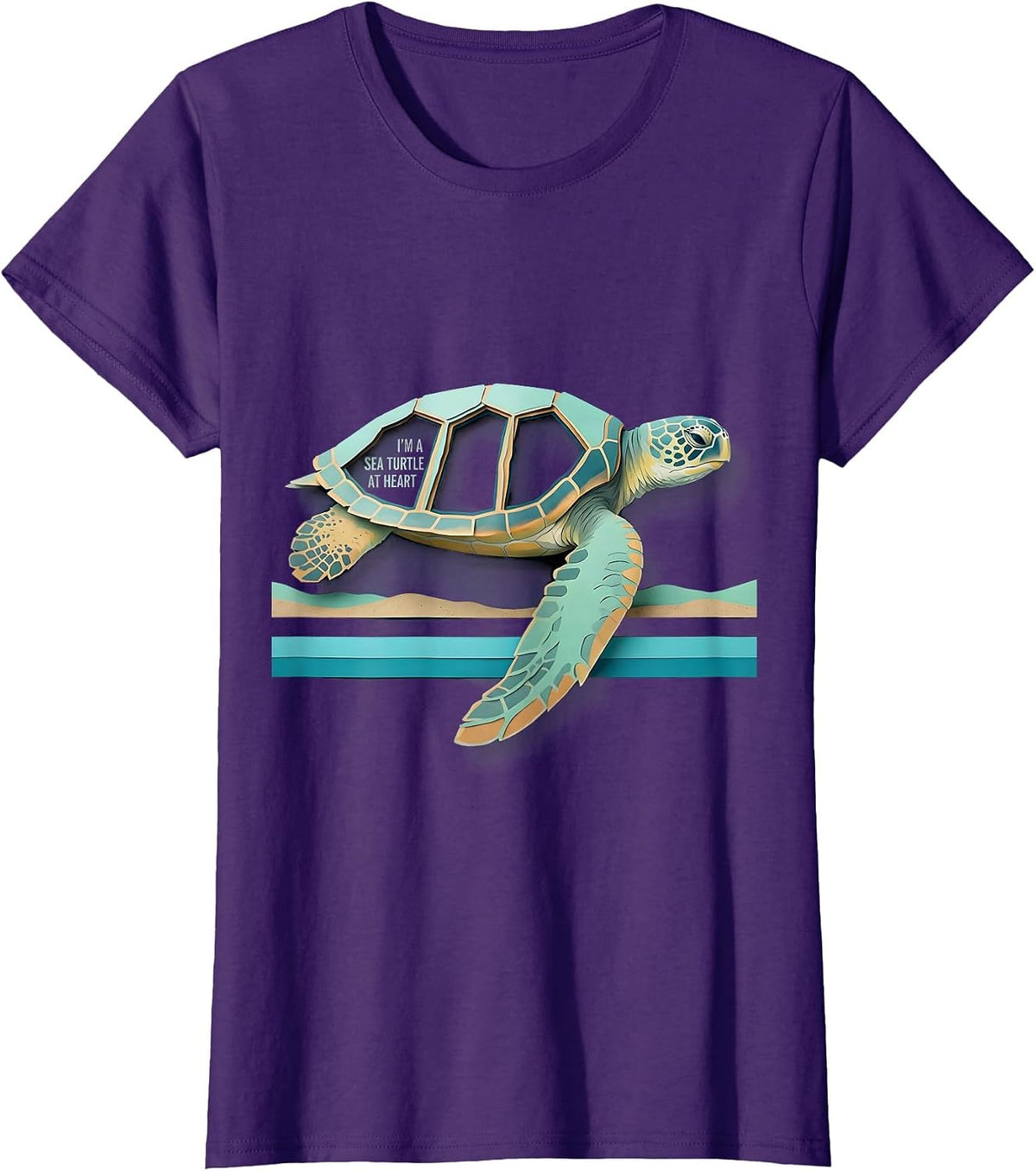 Women's I’m A Sea Turtle At Heart Funny Sea Turtle Lover Ocean T-Shirt - Purple