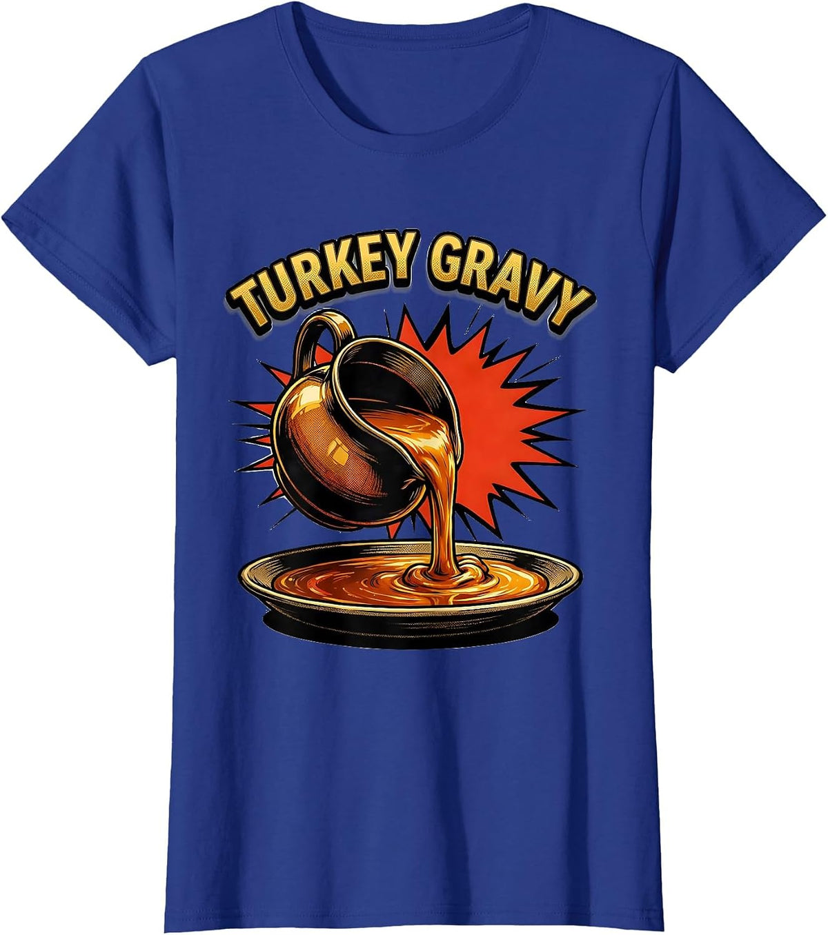 Women's Turkey Gravy Bootleg 90's Rap Rock Vintage Funny T-Shirt - Royal Blue
