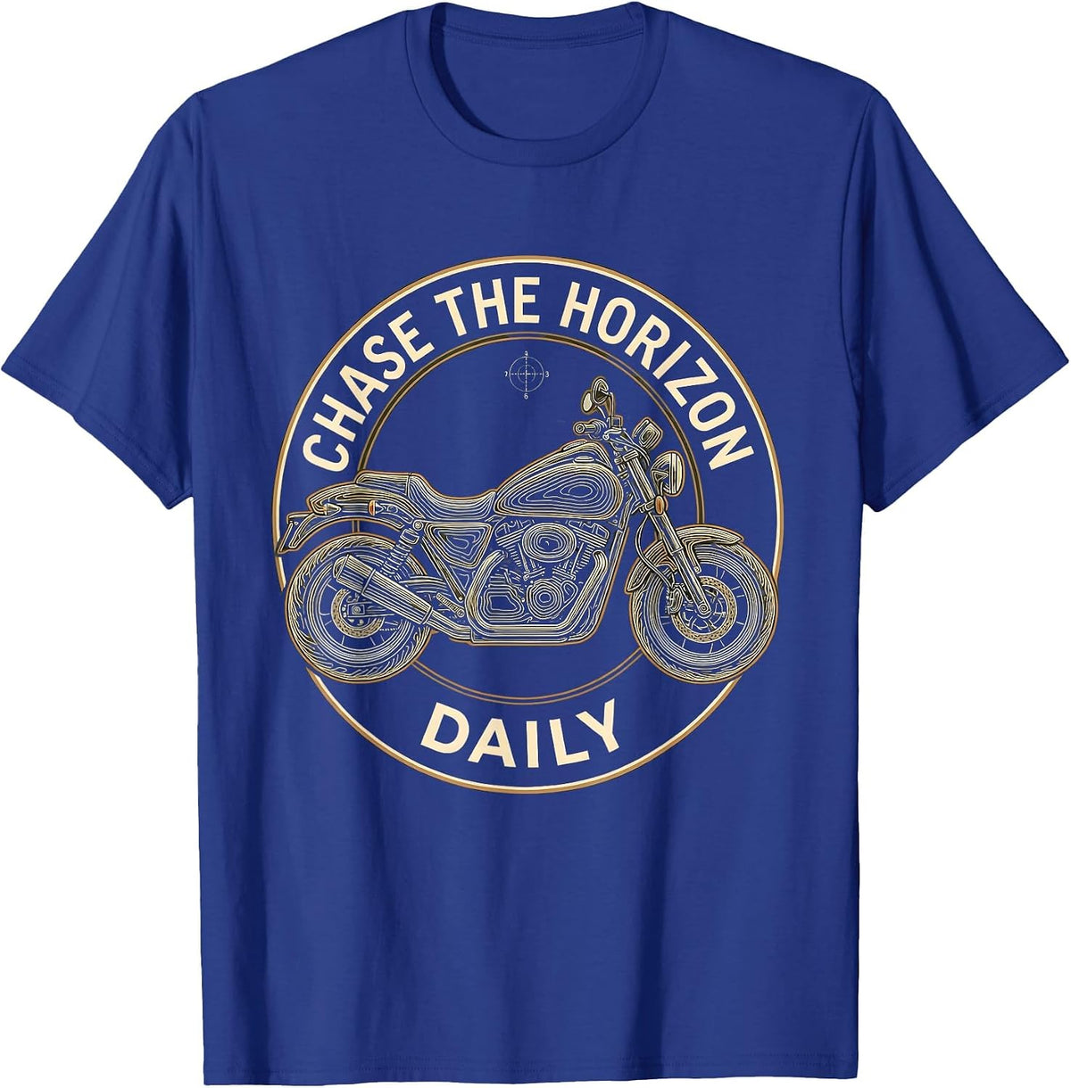 Chase the Horizon Daily Biker Design T-Shirt - Royal Blue