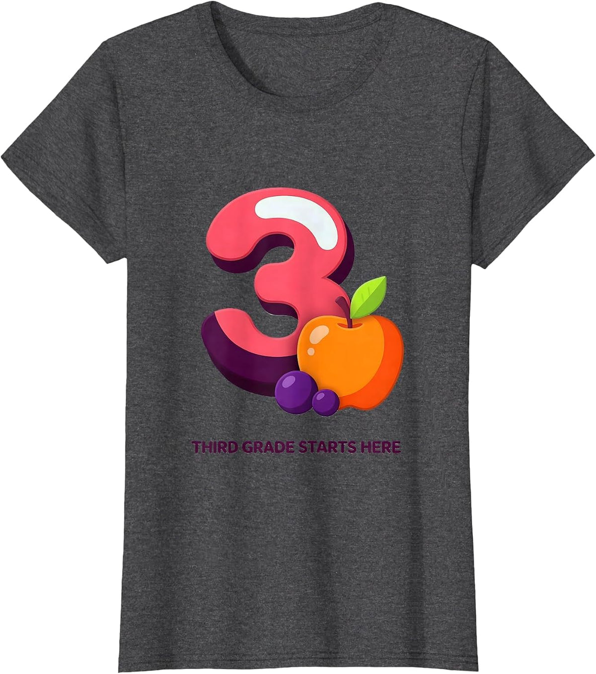 Women's Third Grade Starts Here Playful Back To School First Day T-Shirt - Dark Heather Grey