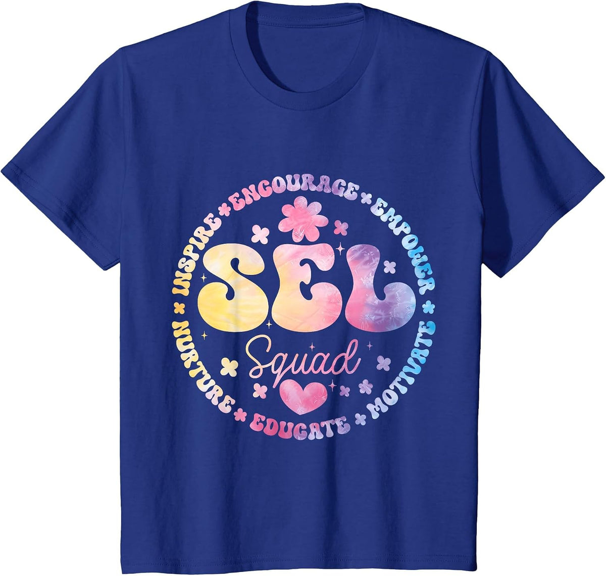 Groovy Social Emotional Learning Teacher SEL Squad T-Shirt - Royal Blue