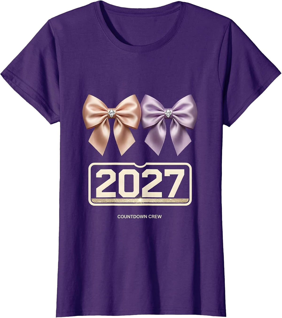 Women's Countdown Crew 2027 Playful Festive New Years Eve Party Top T-Shirt - Purple