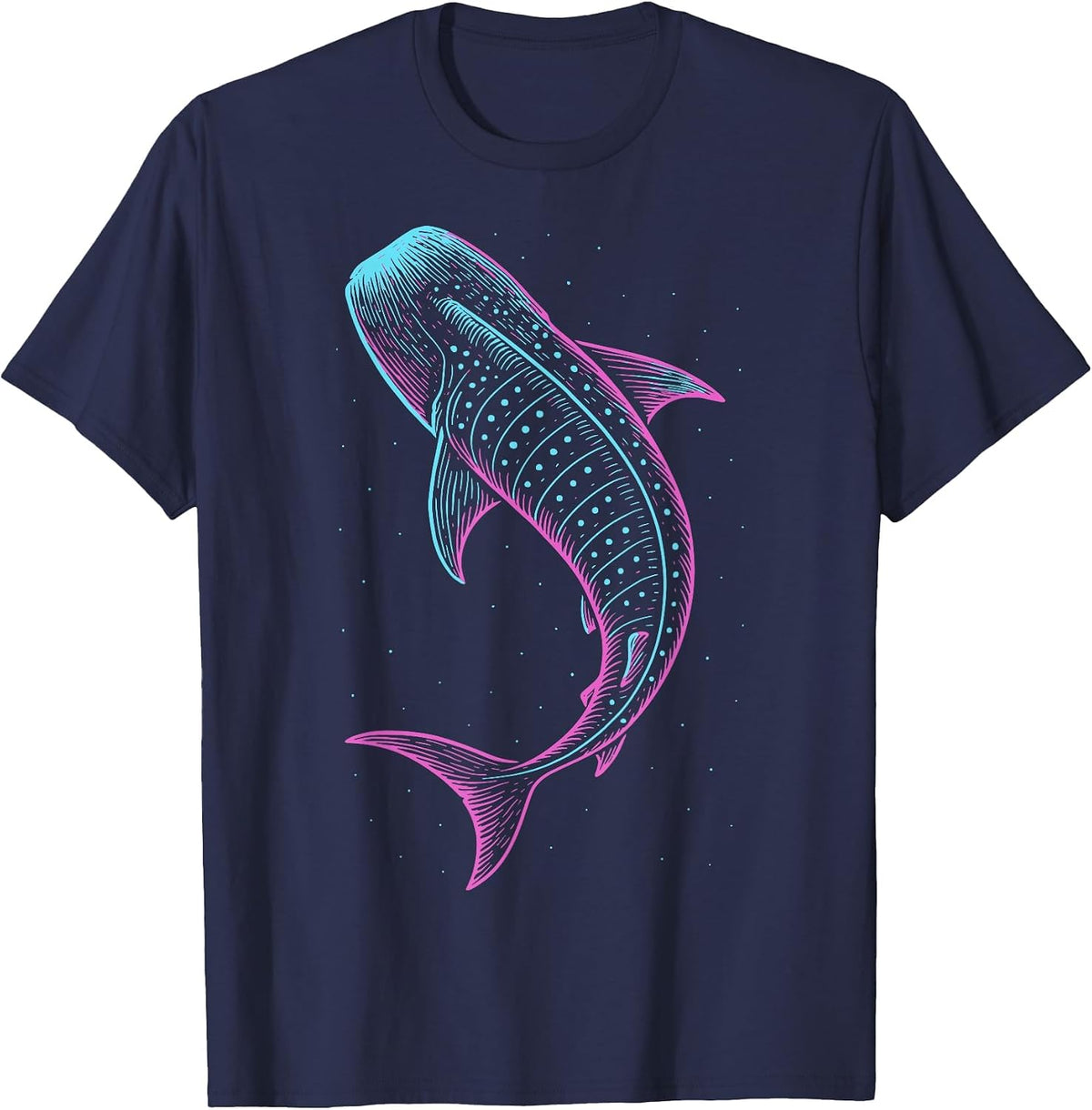 Whale Shark Illustration Colorful T-Shirt - Navy Blue