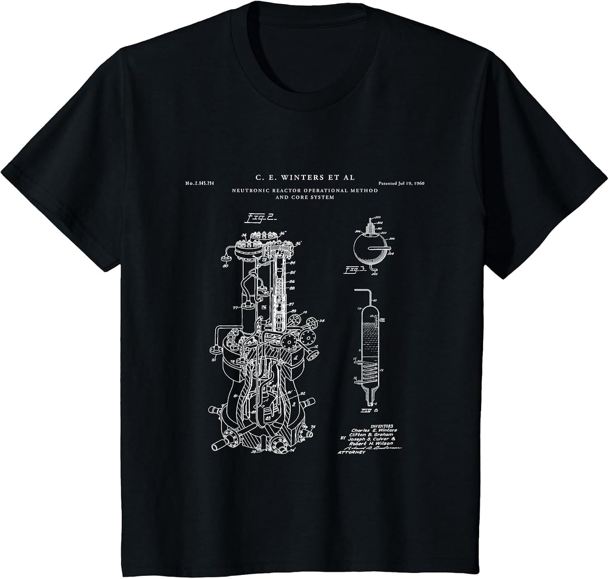 Nuclear Reactor Patent - Physics T-Shirt - Black