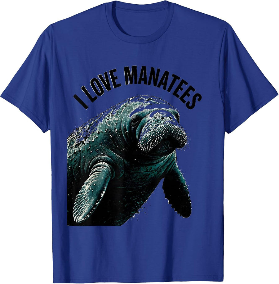 I Love Manatees Funny Ocean Wildlife Animal Lover Gift T-Shirt - Royal Blue