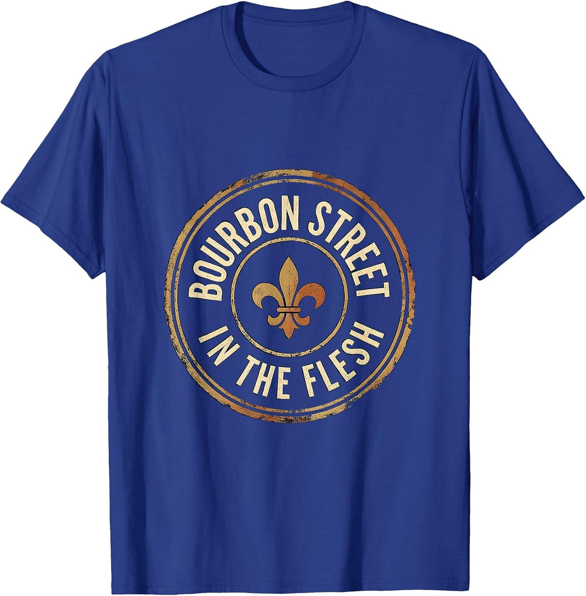 Bourbon Street In The Flesh Vintage Mardi Gras Party T-Shirt - Royal Blue