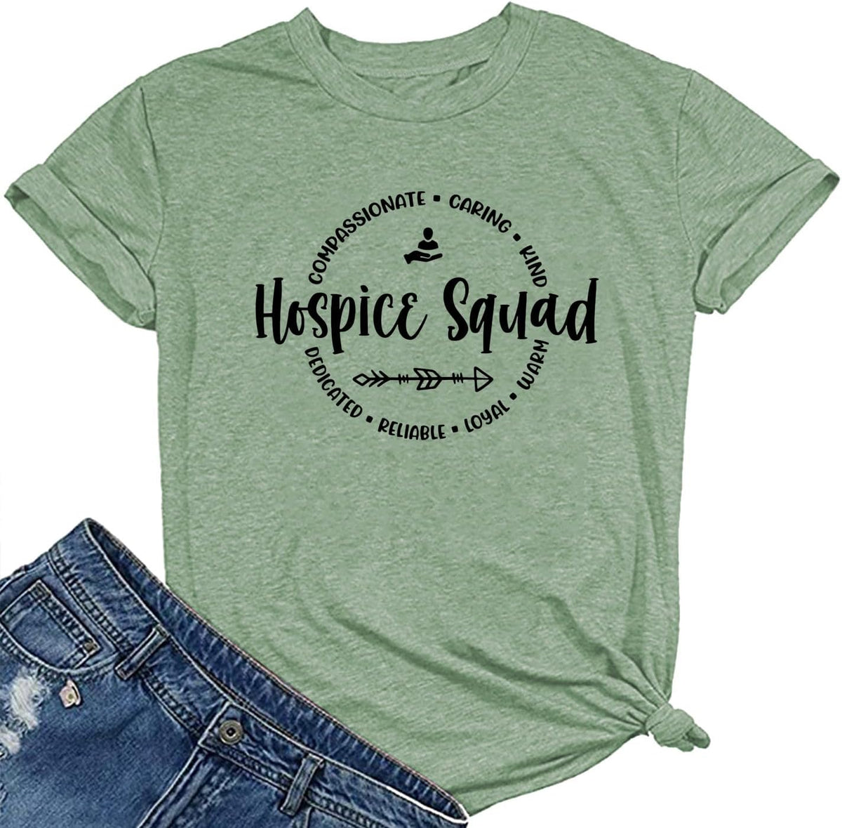 Women's Hospice Squad T-Shirt Care Giver Appreciation Tee Tops Nurse Worker Caregiver Team Gift - Green