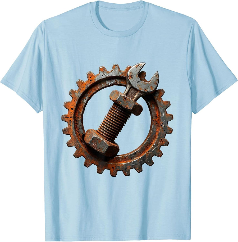 Men's Rusted Bolt Crescent Wrench Mechanic Graphic T-Shirt - Baby Blue